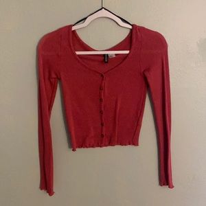 H&M, pink, long sleeve, size xs, top